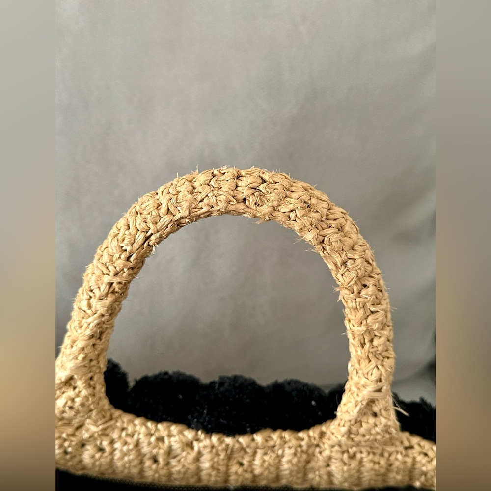 Prada raffia Pom Pom limited edition tote with unbranded canvas strap - Picture 11 of 16